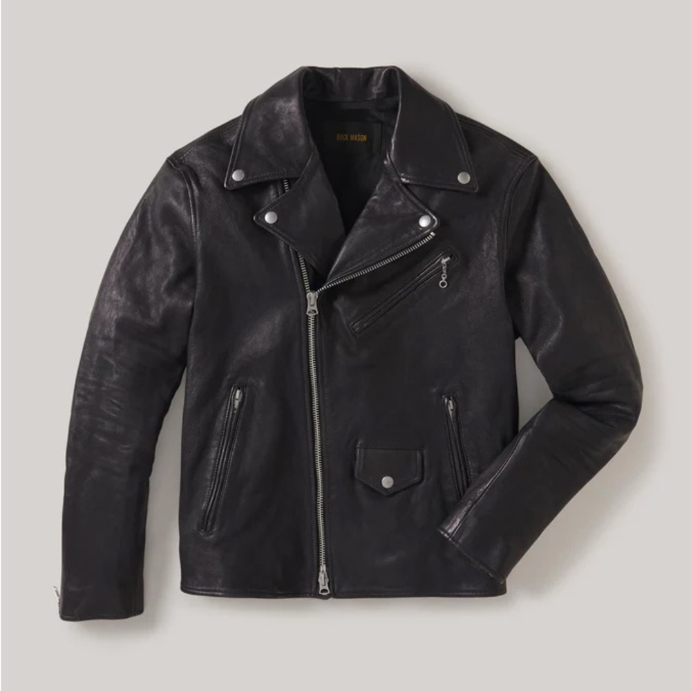 Buck Mason Black Leather Motorcycle Jacket